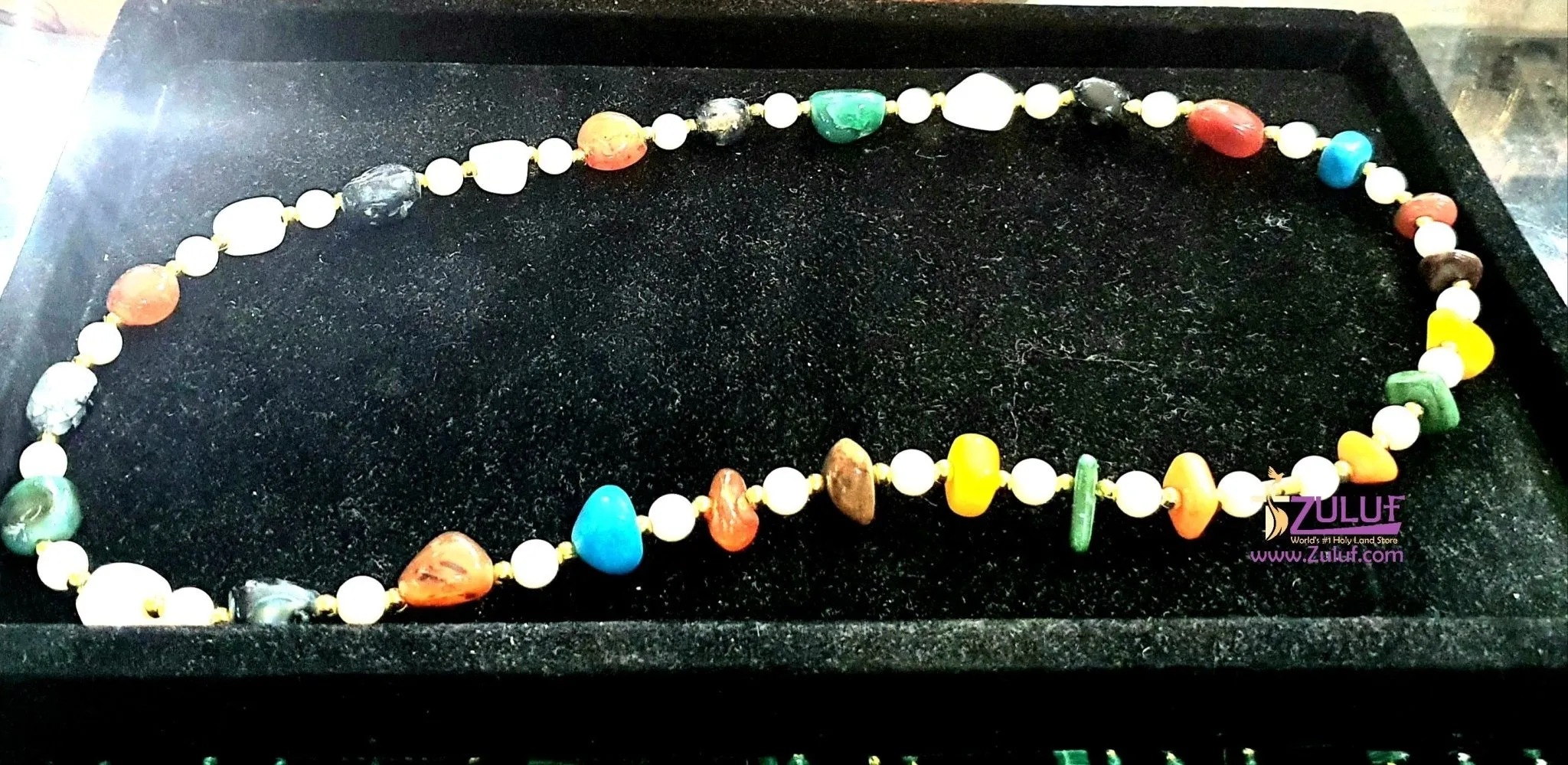  A Rare Special Holy Land Stones Necklace with Golden Spacers Very Unique Design natural Stones 70cm / 27.5 Inches Long - SPEC00