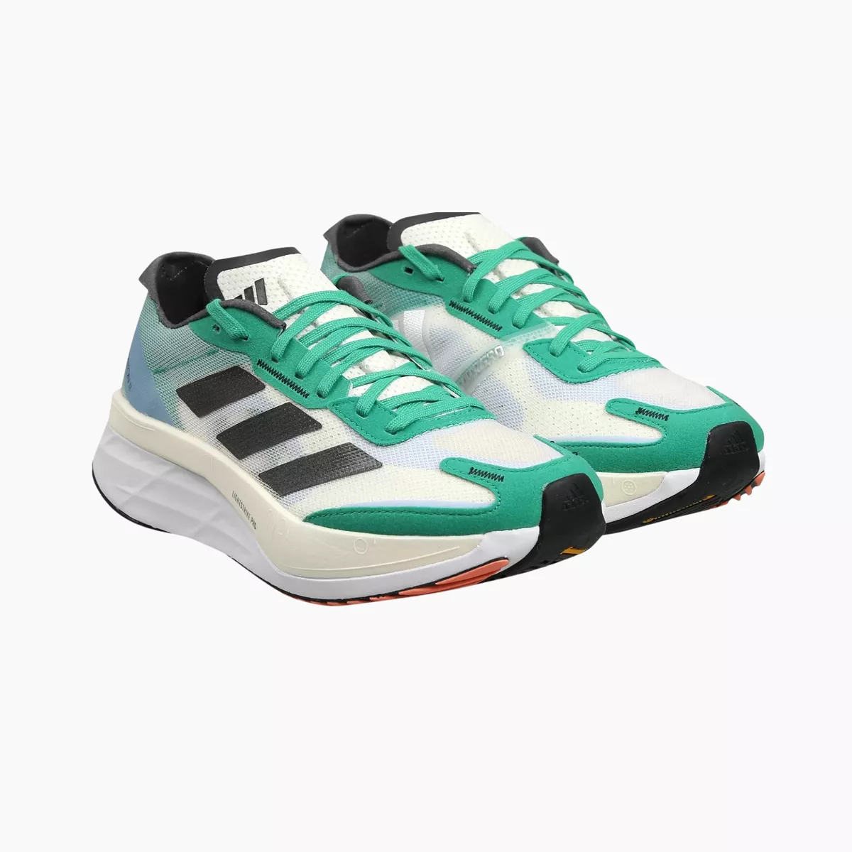 Adidas Adizero Boston 11 Men Running Shoes -White Tint/Core Black/Court Green