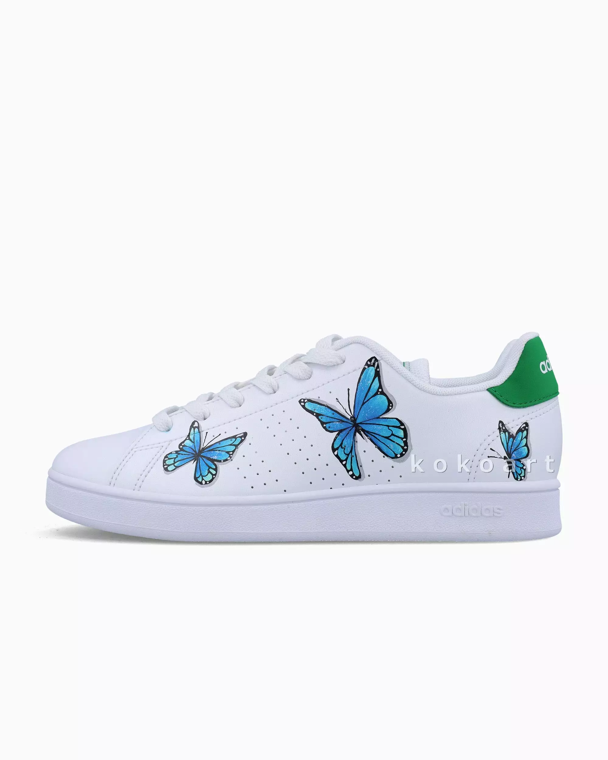 Adidas Advantage Hand Painted Blue Butterflies