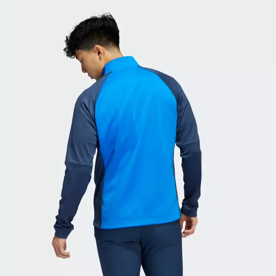 Adidas Colorblock Men's Quarter-Zip Pullover - Blue