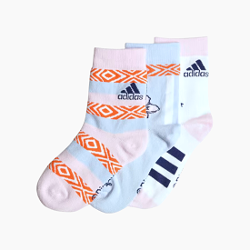 Adidas Disney Moana Kids Girl Socks 3 Pairs -White/Blue Dawn/Clear Pink