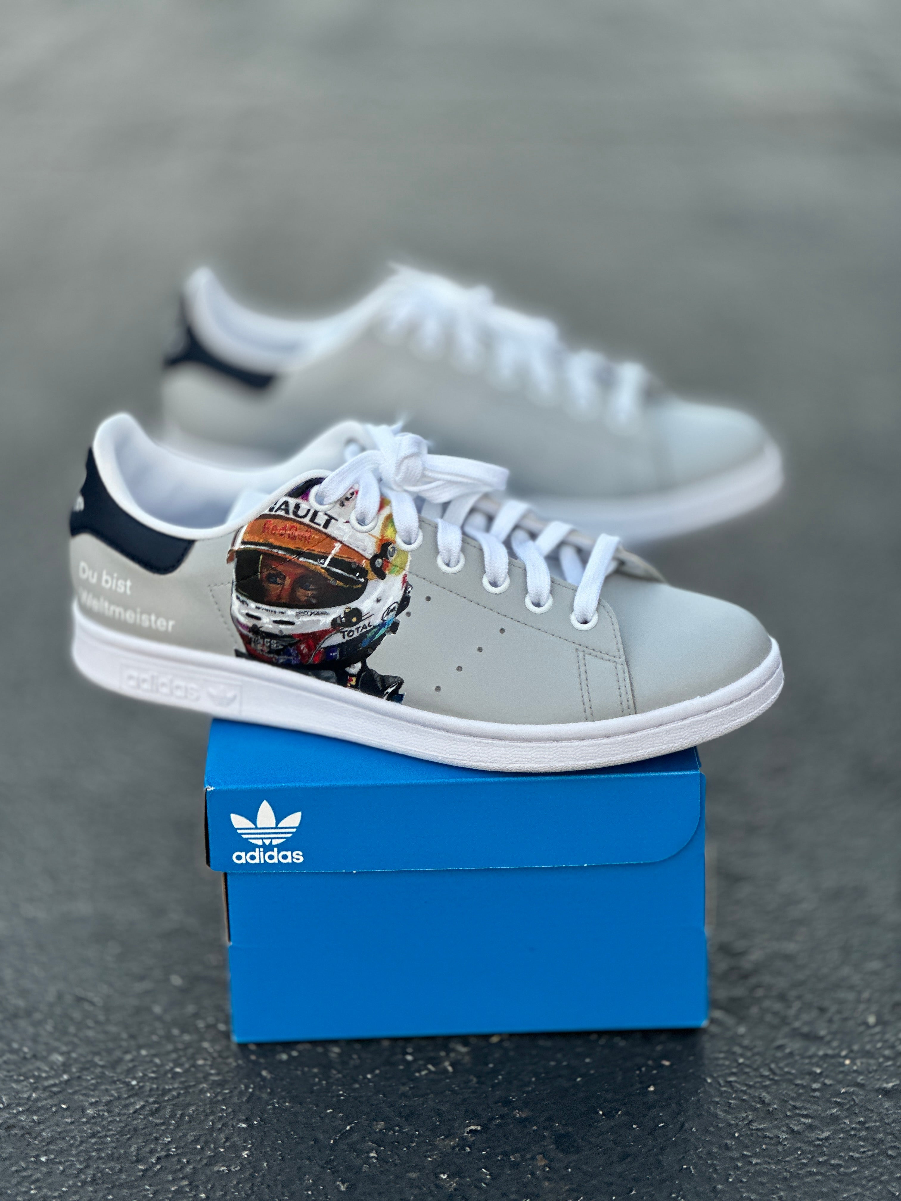 Adidas Stan Smiths ( Core White/Dark Blue ) - Men's size 8.5 -Custom Order - Invoice 2 of 2