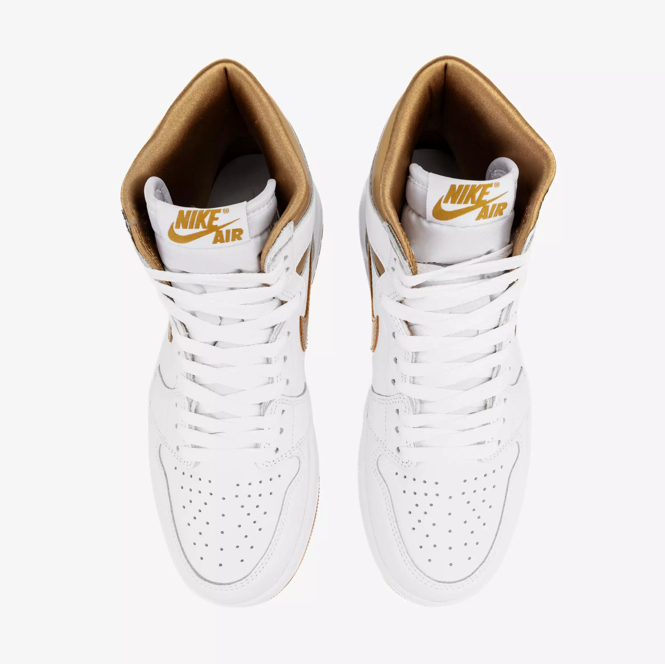 Air Jordan 1 Retro High OG White and Gold Womens Lifestyle Shoes (White/Metallic Gold/Light Brown)