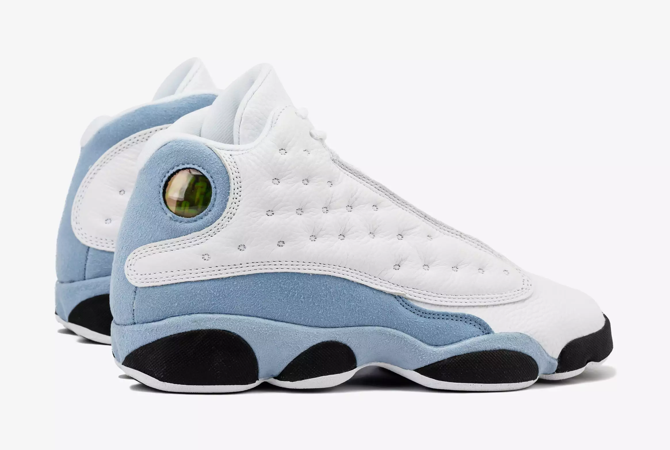 Air Jordan 13 Retro Blue Grey Grade School Lifestyle Shoes (White/Yellow Ochre/Blue Grey/Black)