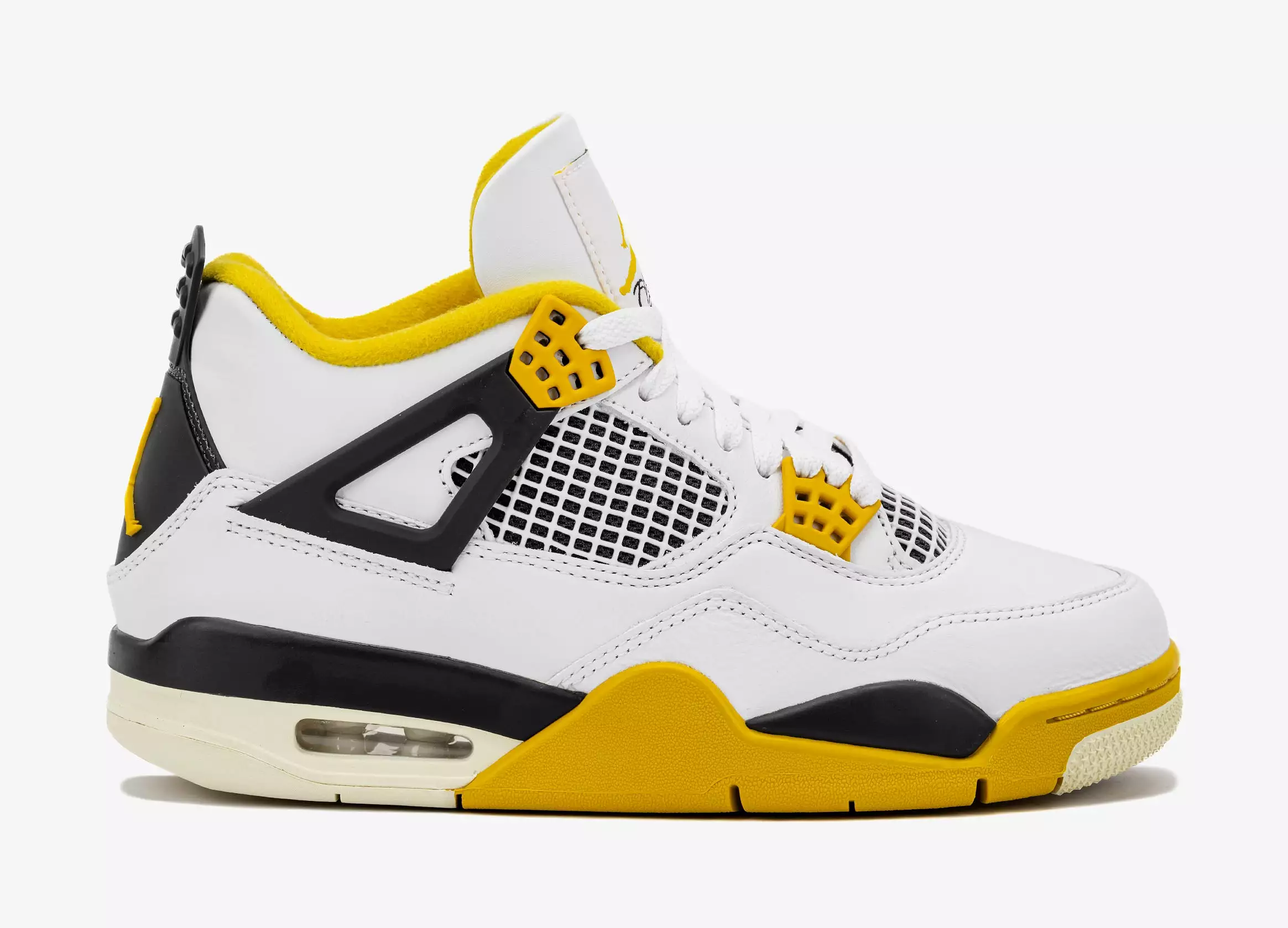 Air Jordan 4 Retro Vivid Sulfur Womens Lifestyle Shoes (White/Coconut Milk/Vivid Sulfur)