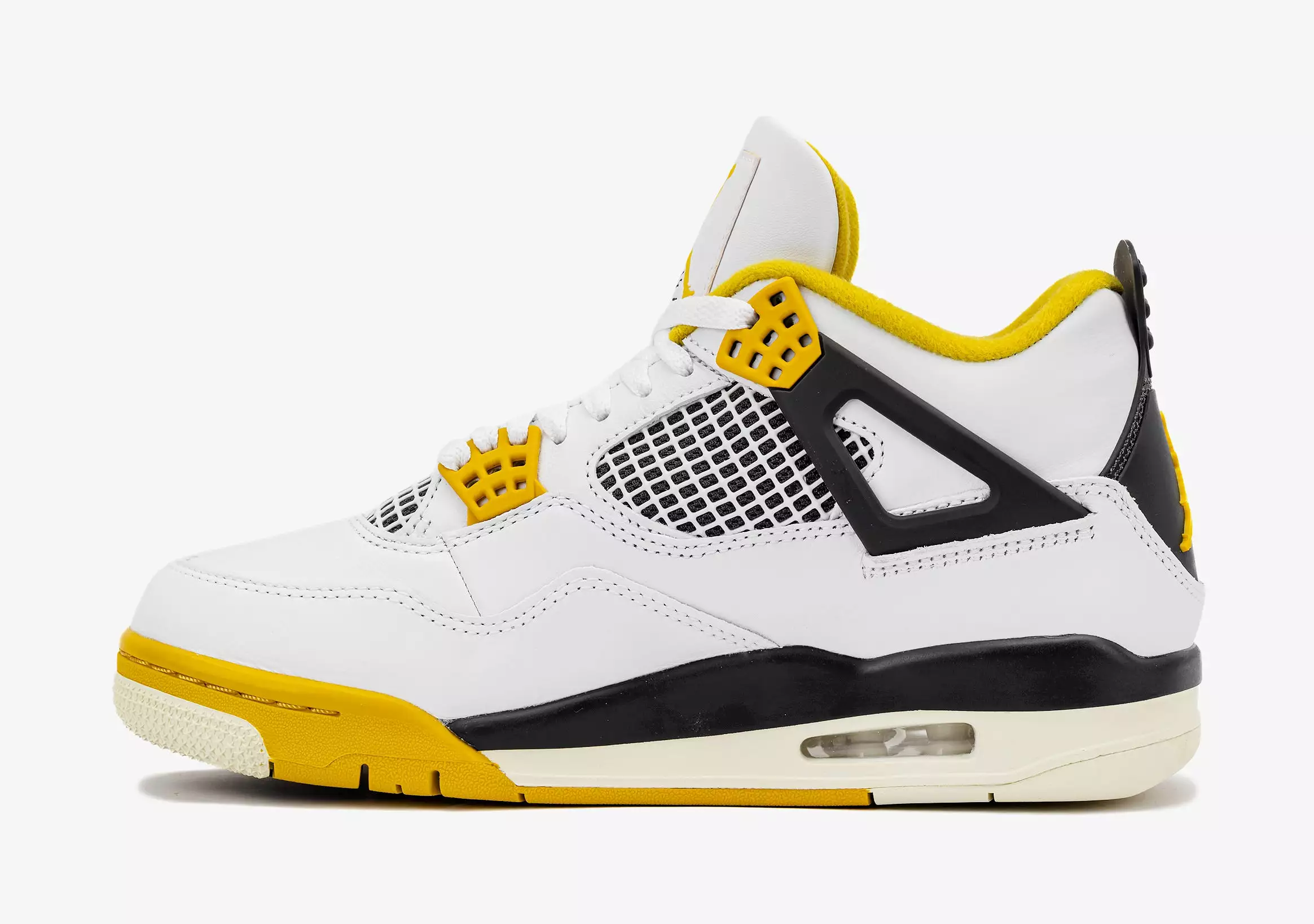 Air Jordan 4 Retro Vivid Sulfur Womens Lifestyle Shoes (White/Coconut Milk/Vivid Sulfur)