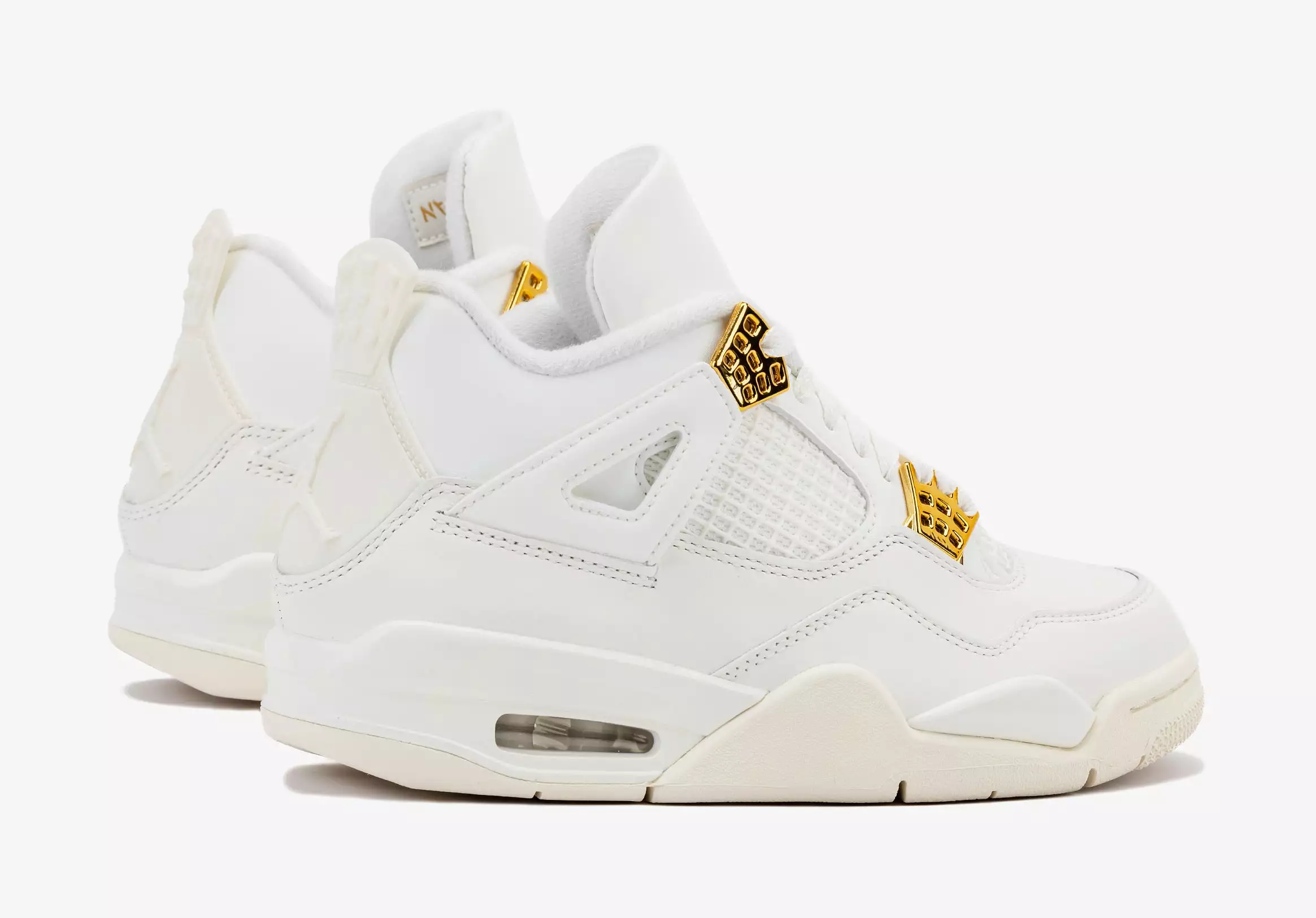 Air Jordan 4 Retro White and Gold Womens Lifestyle Shoes (Sail/Metallic Gold/Black) Limit One Per Customer