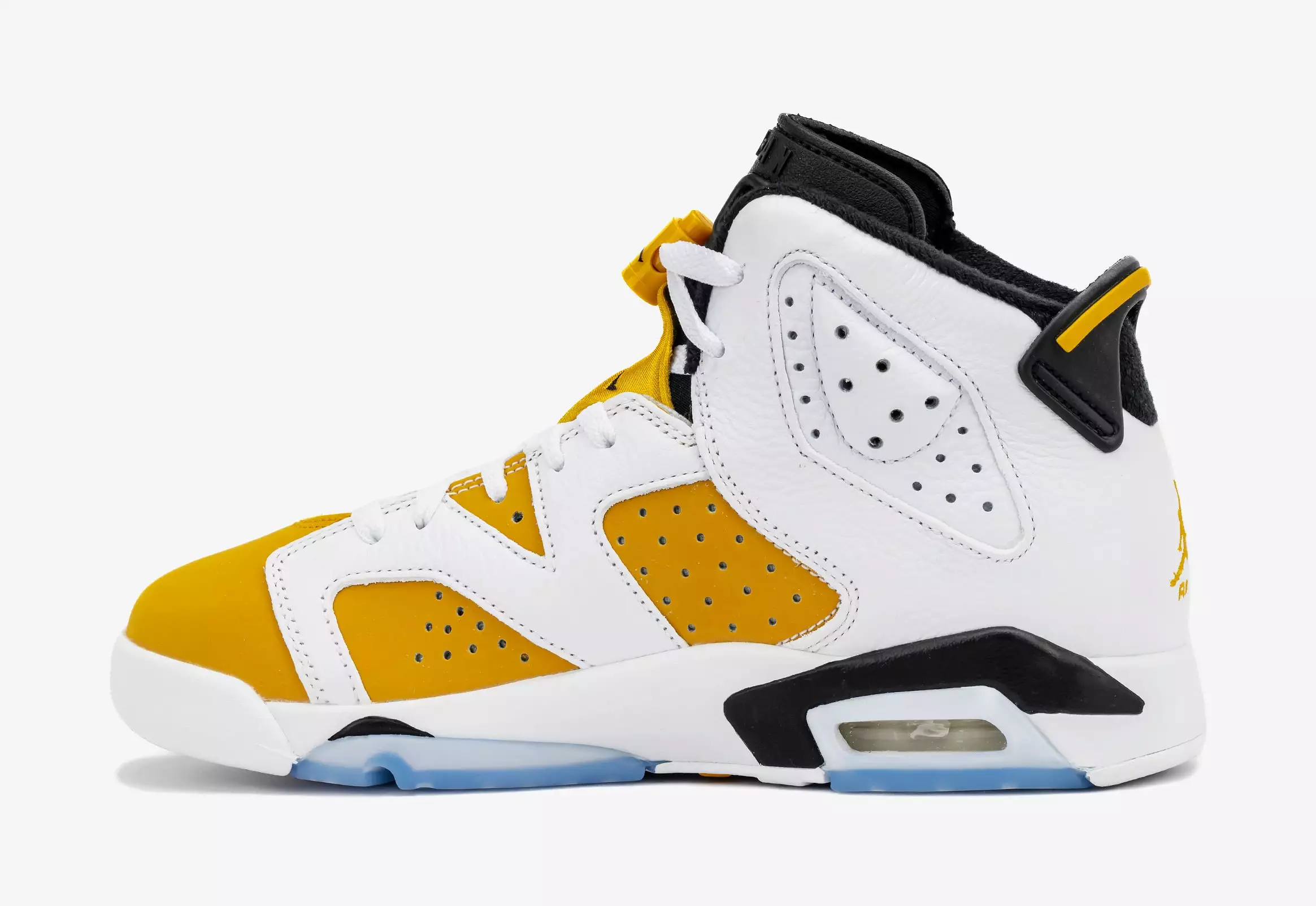 Air Jordan 6 Retro Yellow Ochre Grade School Lifestyle Shoes (White/Yellow Ochre/Black) Free Shipping