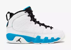 Air Jordan 9 Retro Powder Blue Grade School Lifestyle Shoes (Summit White/Black/Powder Blue)