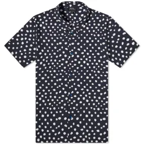 A.P.C. Short Sleeve Leandre Polka Dot ShirtDark Navy