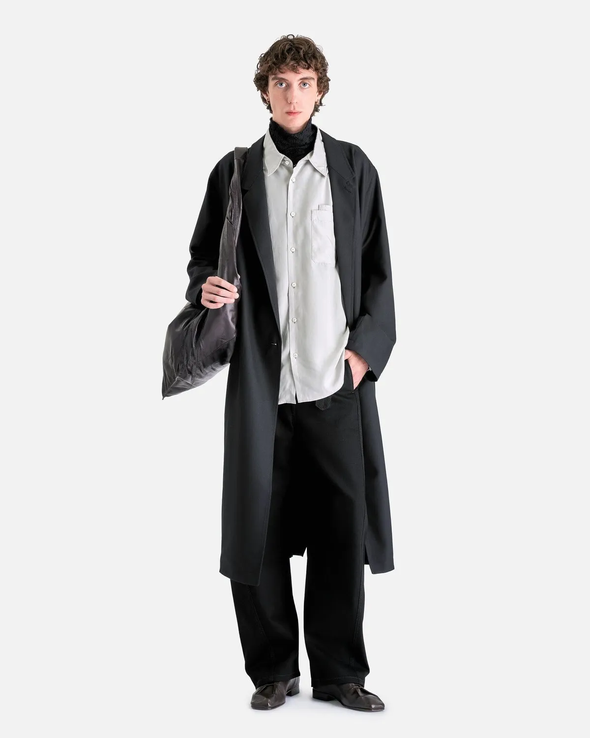 Asymmetric Coat - Marine Melange