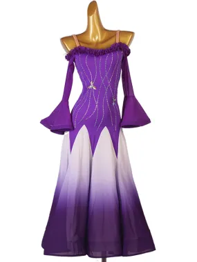 Ballroom Dance Costumes Purple Women's Sexy Polyester Rhinestones Dress Dancer Dance Dress