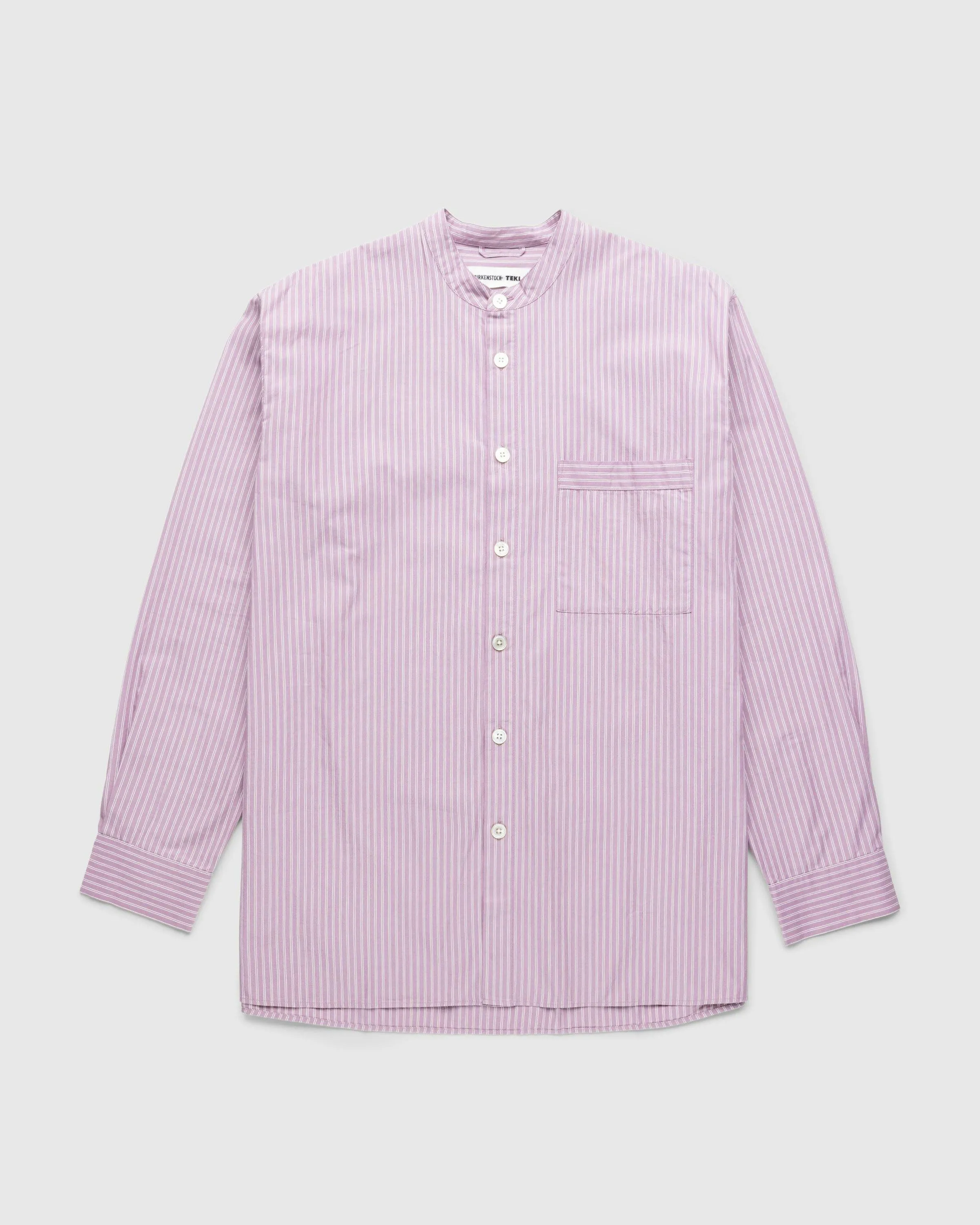 Birkenstock x Tekla – Poplin Pyjama Shirt Mauve Stripes | Highsnobiety Shop