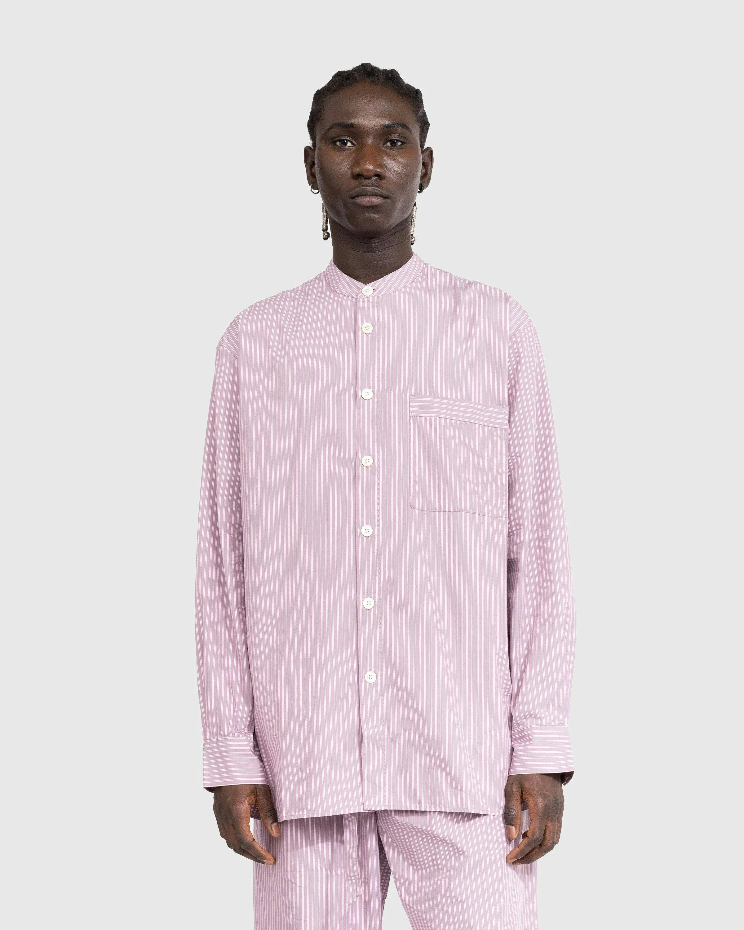 Birkenstock x Tekla – Poplin Pyjama Shirt Mauve Stripes | Highsnobiety Shop