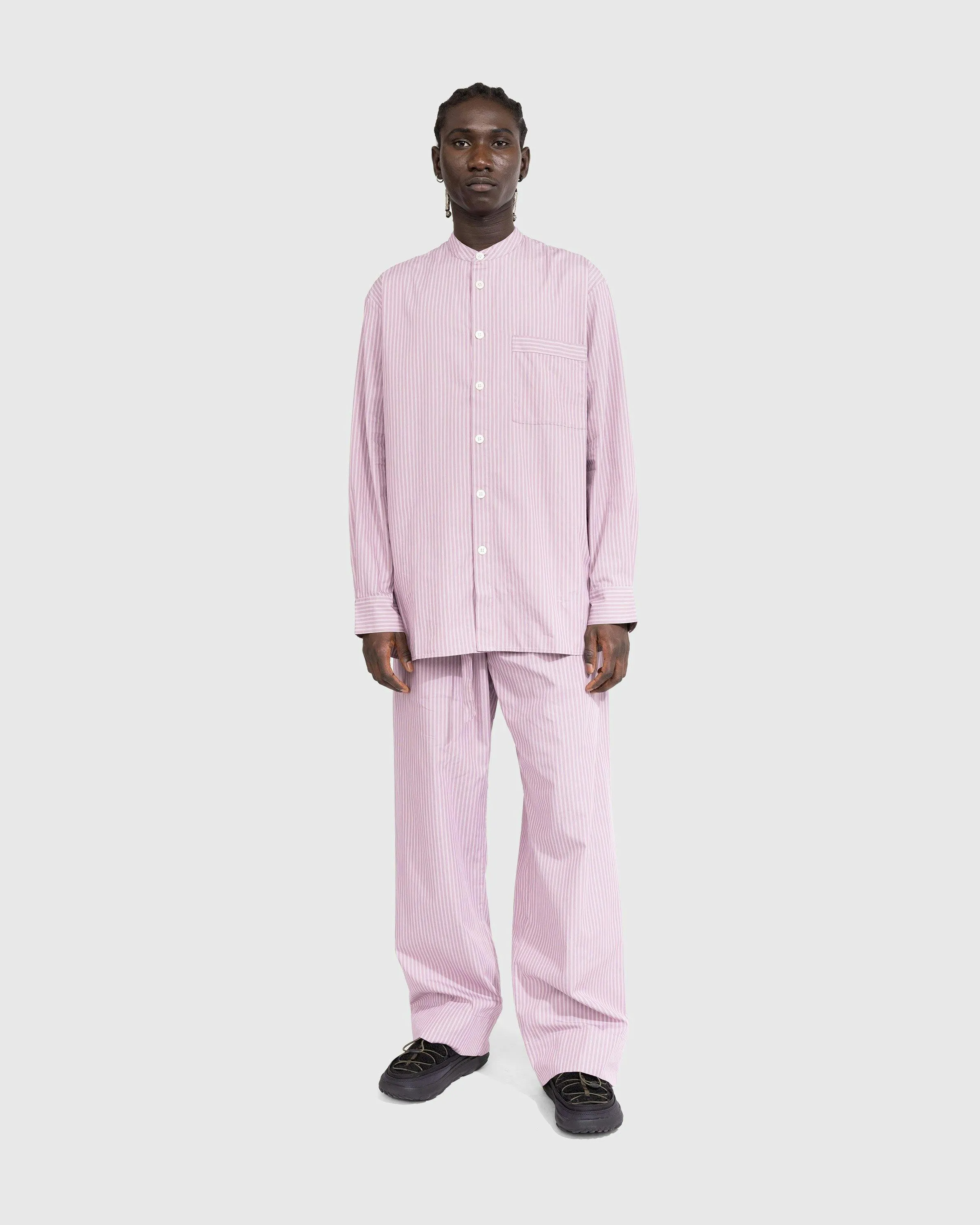 Birkenstock x Tekla – Poplin Pyjama Shirt Mauve Stripes | Highsnobiety Shop