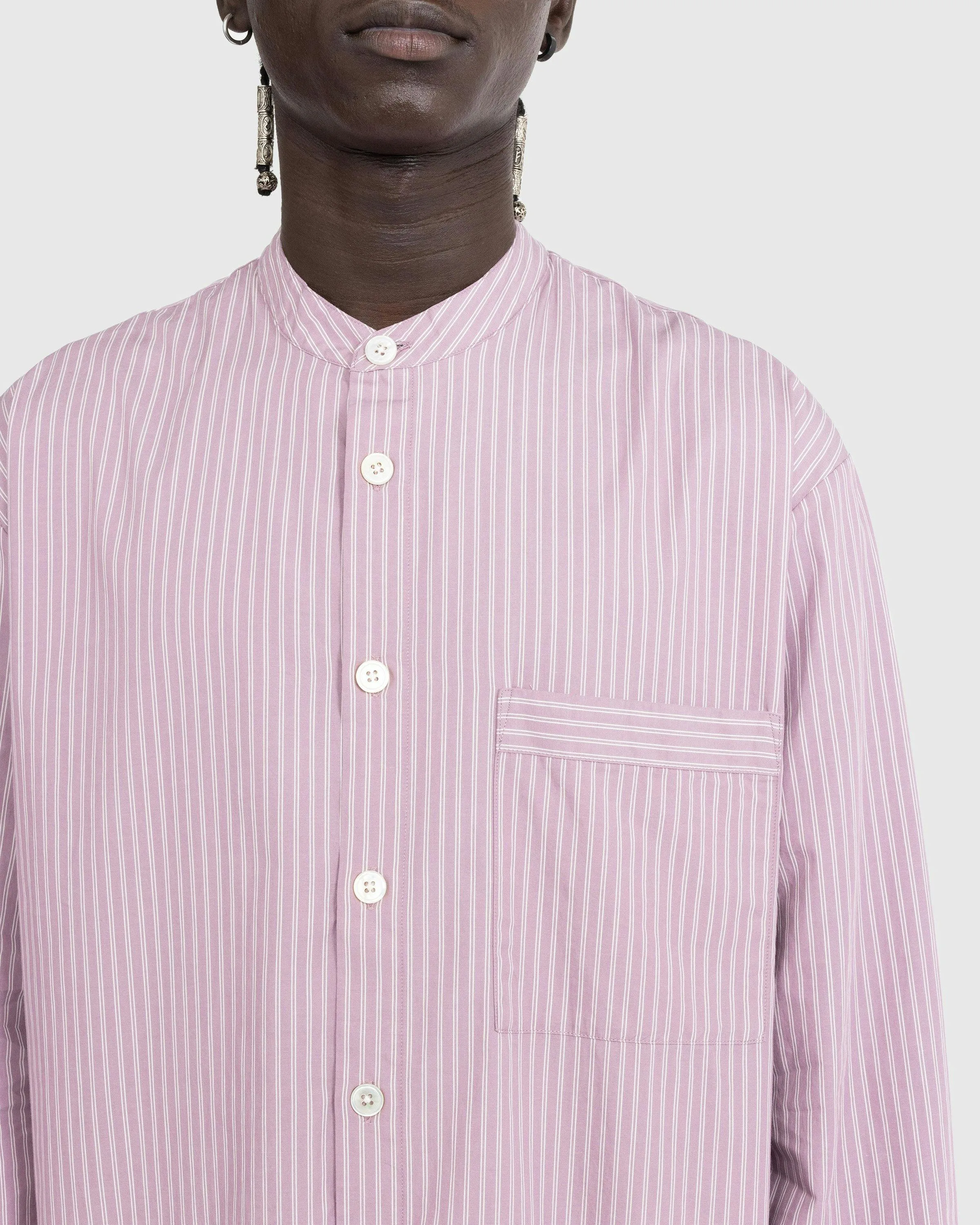 Birkenstock x Tekla – Poplin Pyjama Shirt Mauve Stripes | Highsnobiety Shop