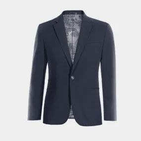  Blazer azul marino de lino slim fit de 1 botón