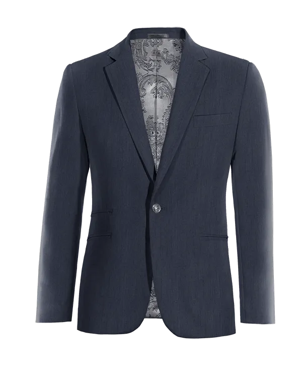  Blazer azul marino de lino slim fit de 1 botón