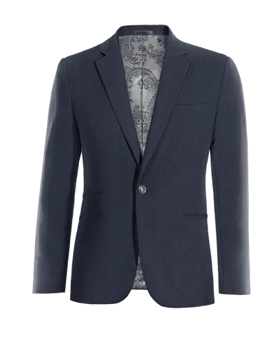  Blazer azul marino de lino slim fit de 1 botón