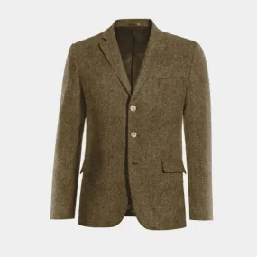  Blazer marrón de donegal tweed esencial de 3 botones