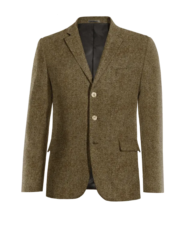  Blazer marrón de donegal tweed esencial de 3 botones