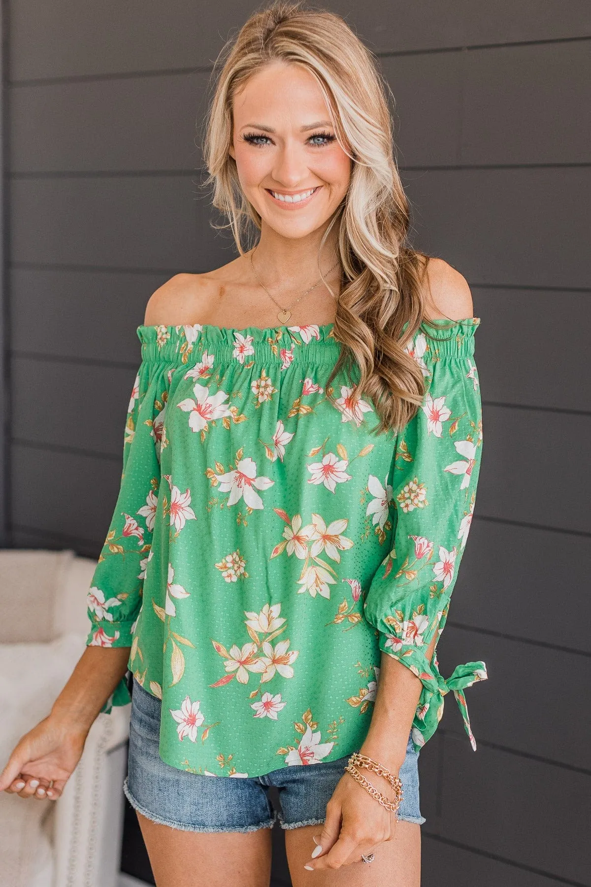 Breath Of Fresh Air Floral Blouse- Green