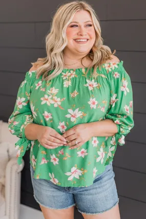 Breath Of Fresh Air Floral Blouse- Green