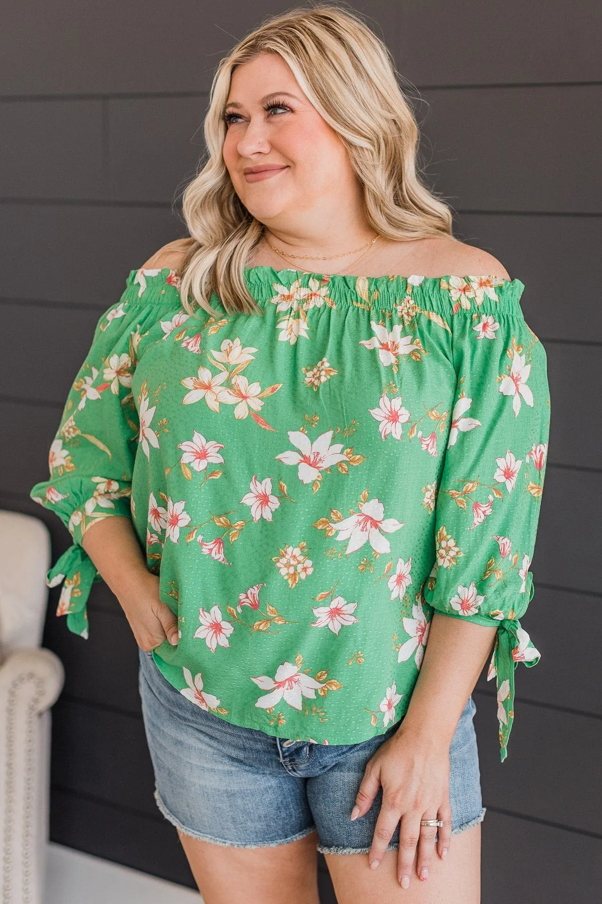 Breath Of Fresh Air Floral Blouse- Green