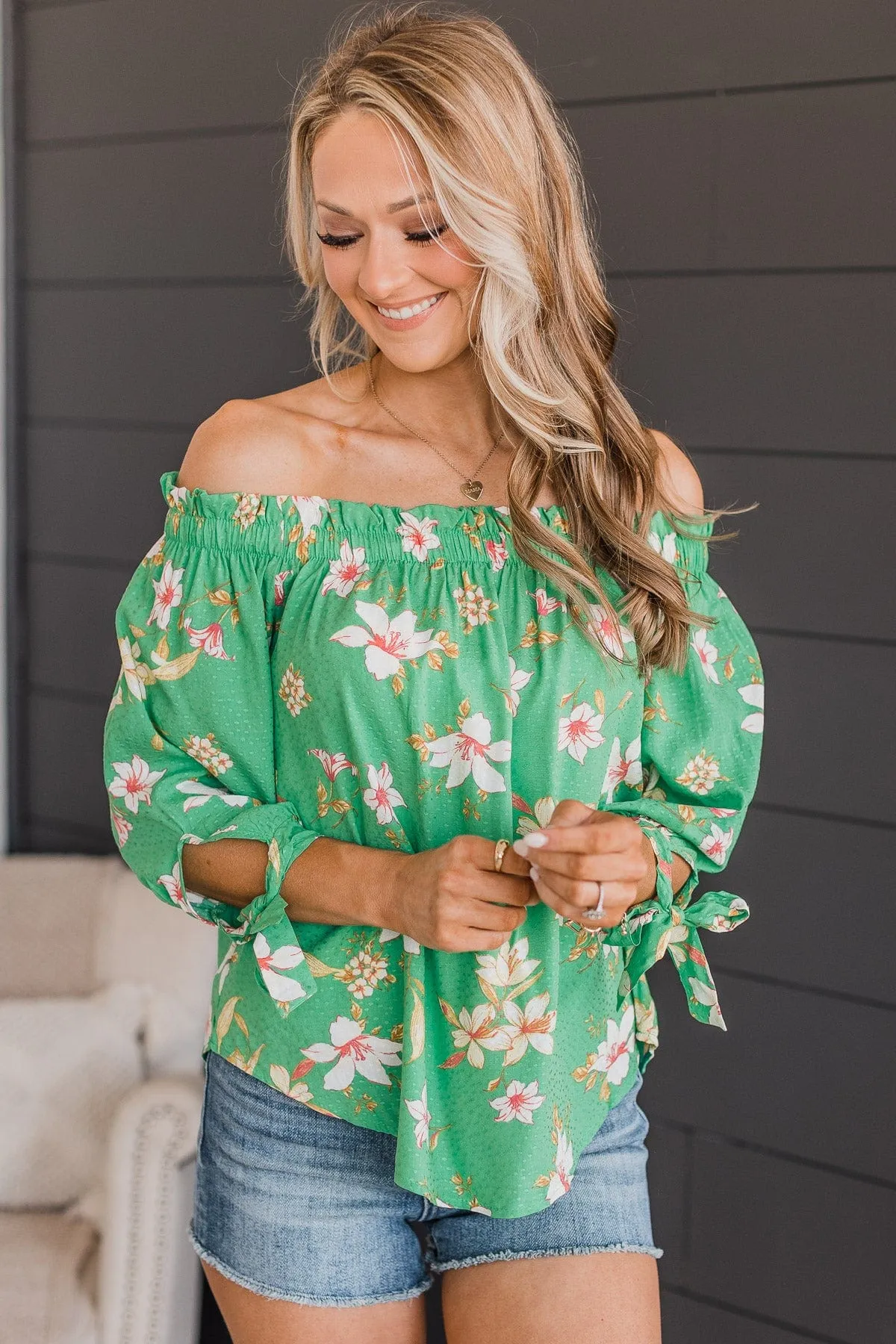 Breath Of Fresh Air Floral Blouse- Green