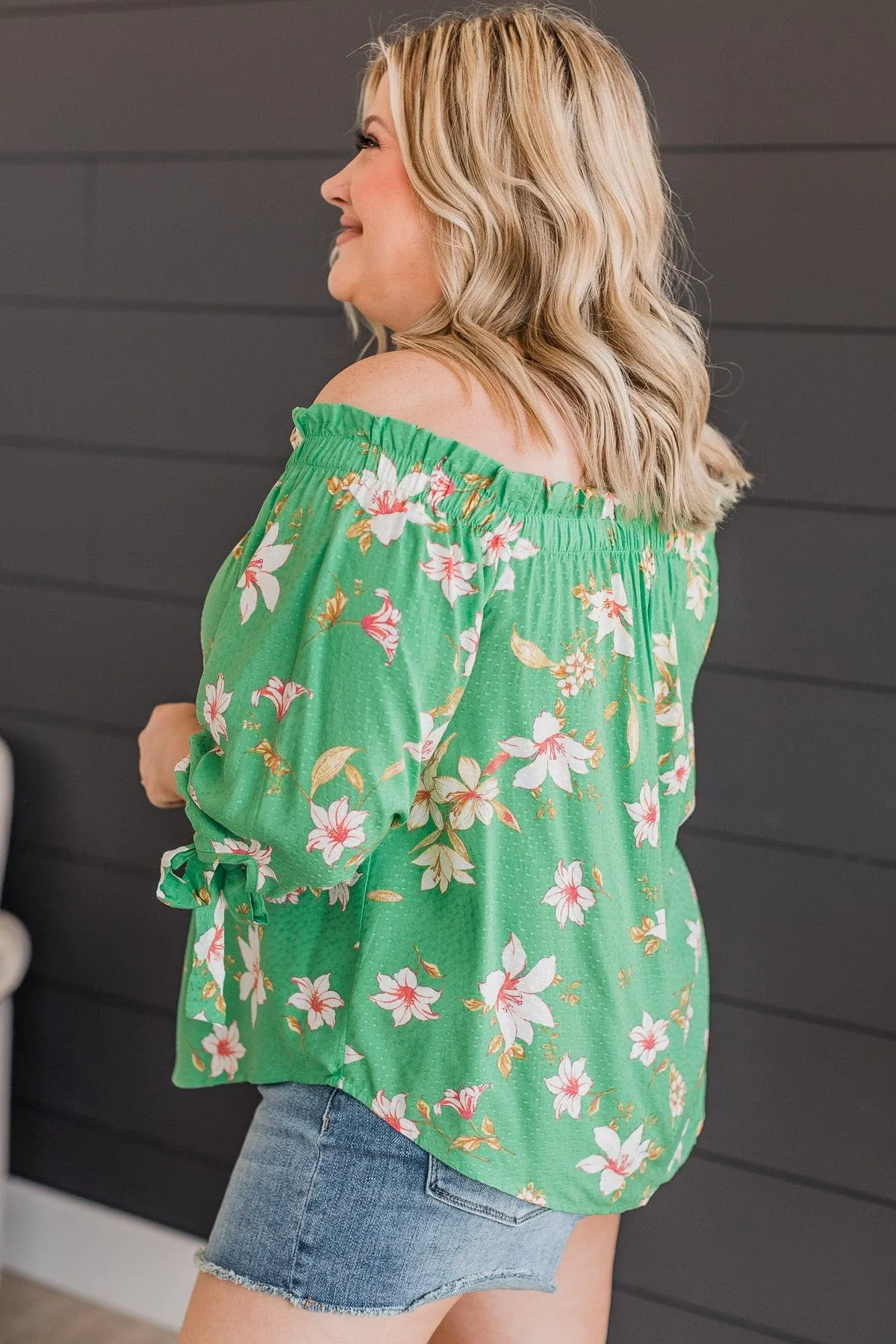 Breath Of Fresh Air Floral Blouse- Green