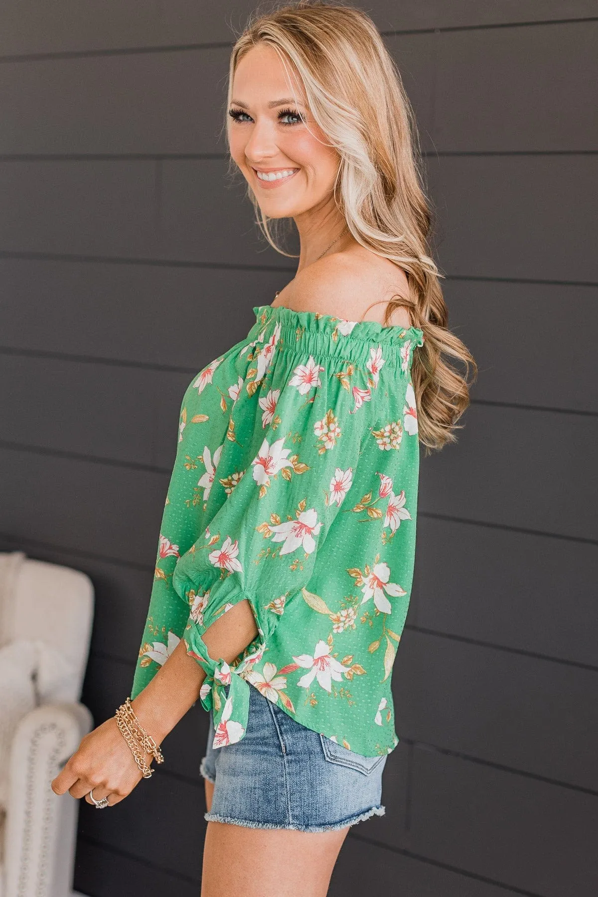 Breath Of Fresh Air Floral Blouse- Green