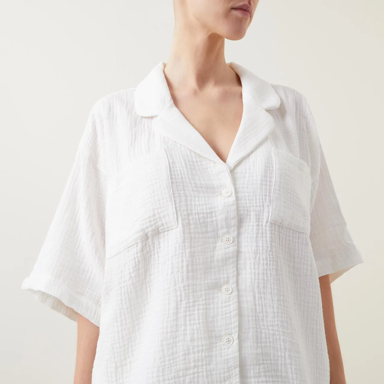 COTONE COLLECTION The Sustainable Edit Set My Arms Free Pyjama Top - Ivory