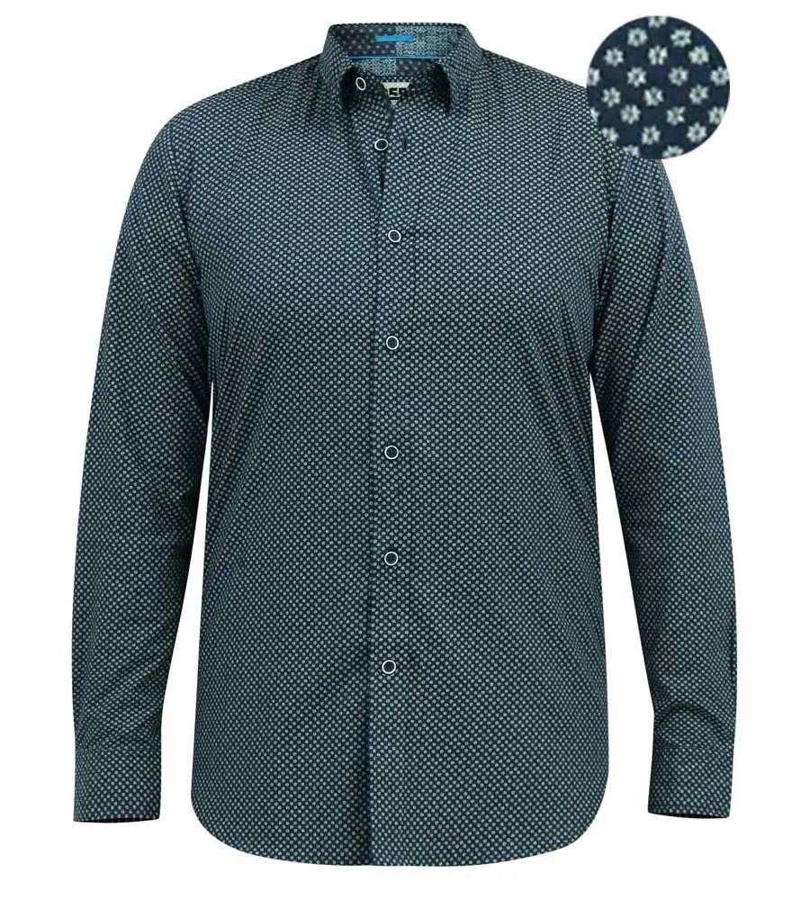 D555 Big Mens Long Sleeve Shirt With Micro All Over Print (MORGAN)