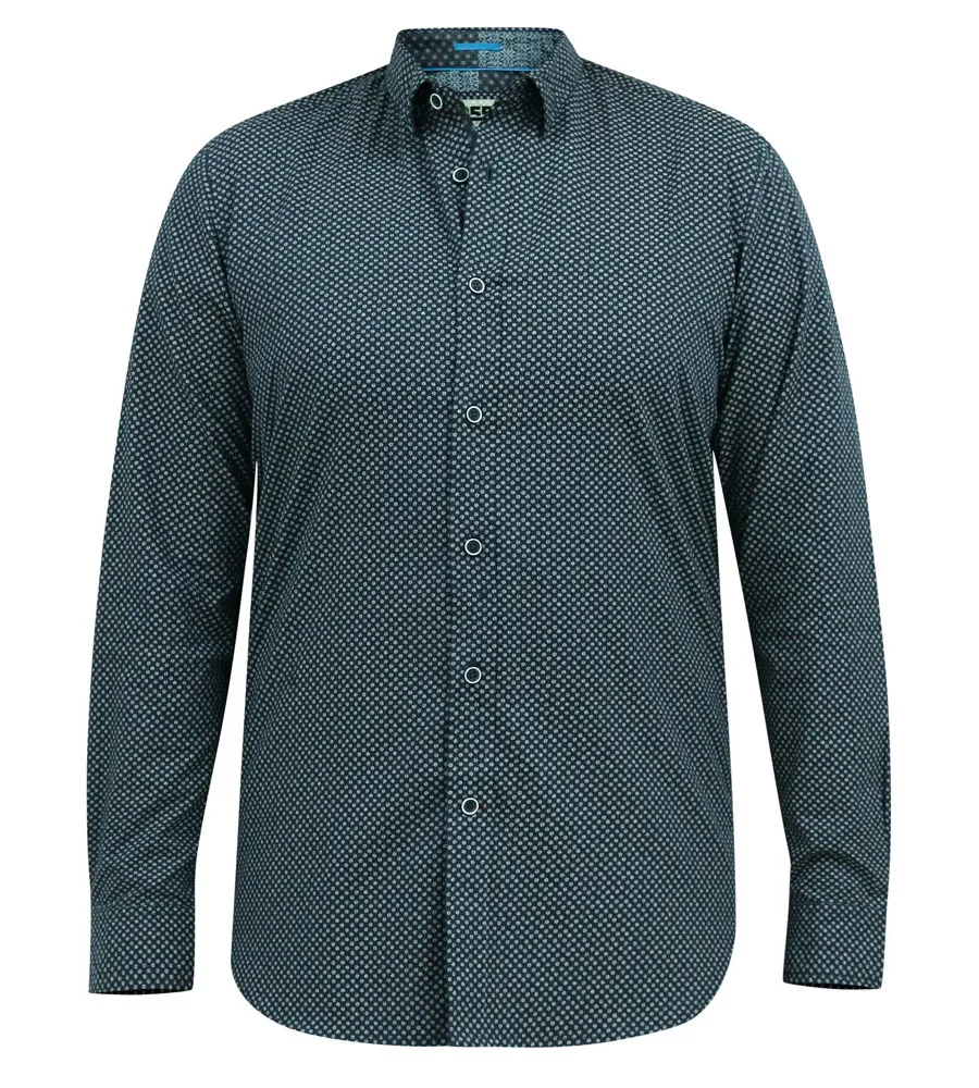 D555 Big Mens Long Sleeve Shirt With Micro All Over Print (MORGAN)