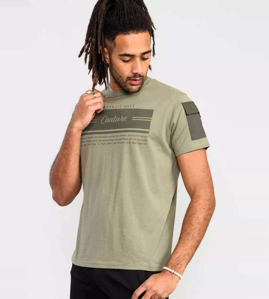 D555 Mens Couture Printed T-Shirt With Sleeve Pocket (YARWELL)