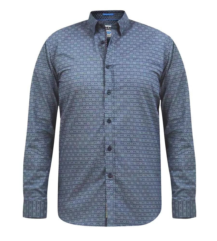 D555 Mens Long Sleeve Shirt With Geometric All Over Print (MANGALA)