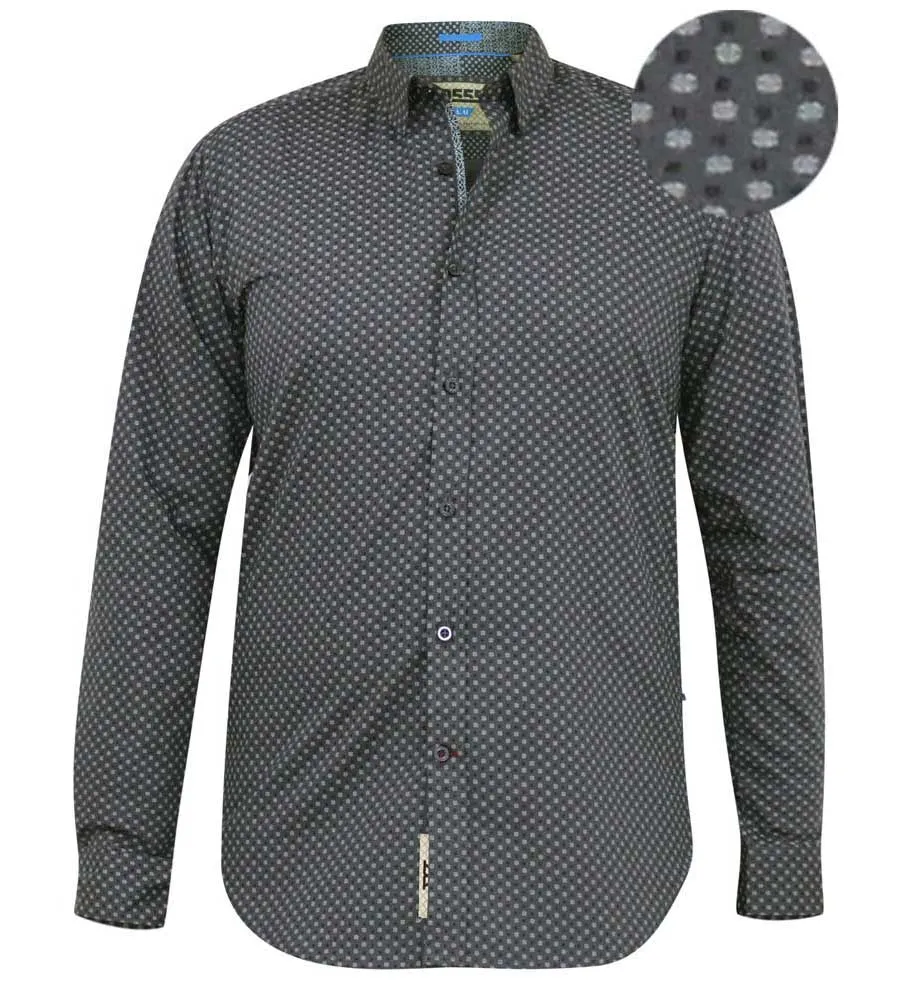 D555 Mens Long Sleeve Shirt With Micro All Over Print (KEATON)