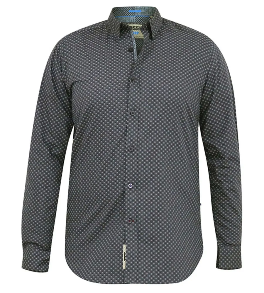 D555 Mens Long Sleeve Shirt With Micro All Over Print (KEATON)