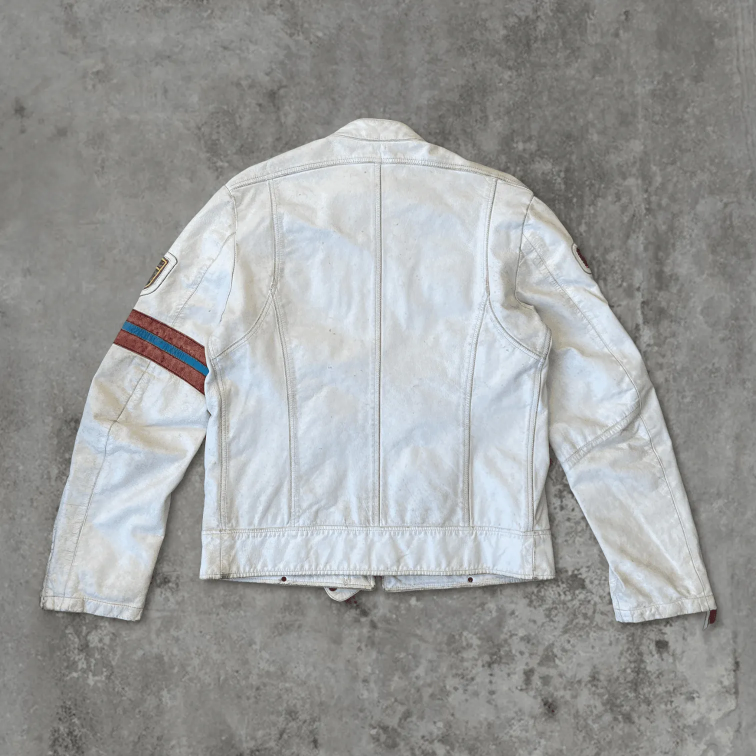 DIESEL WHITE LEATHER RACER JACKET - L