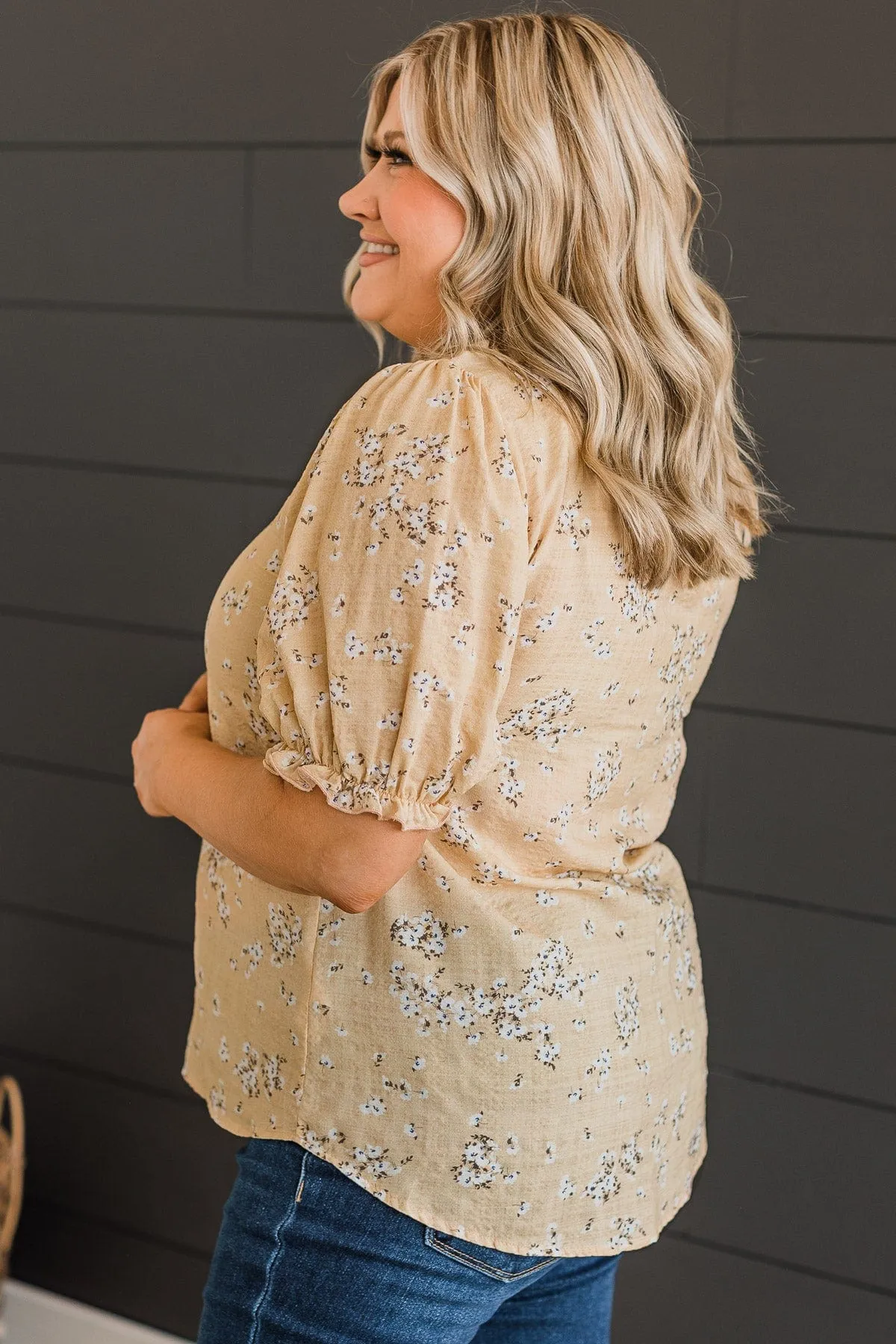 Feeling Happy Floral Blouse- Dusty Yellow