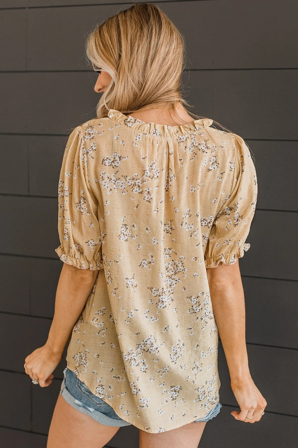 Feeling Happy Floral Blouse- Dusty Yellow