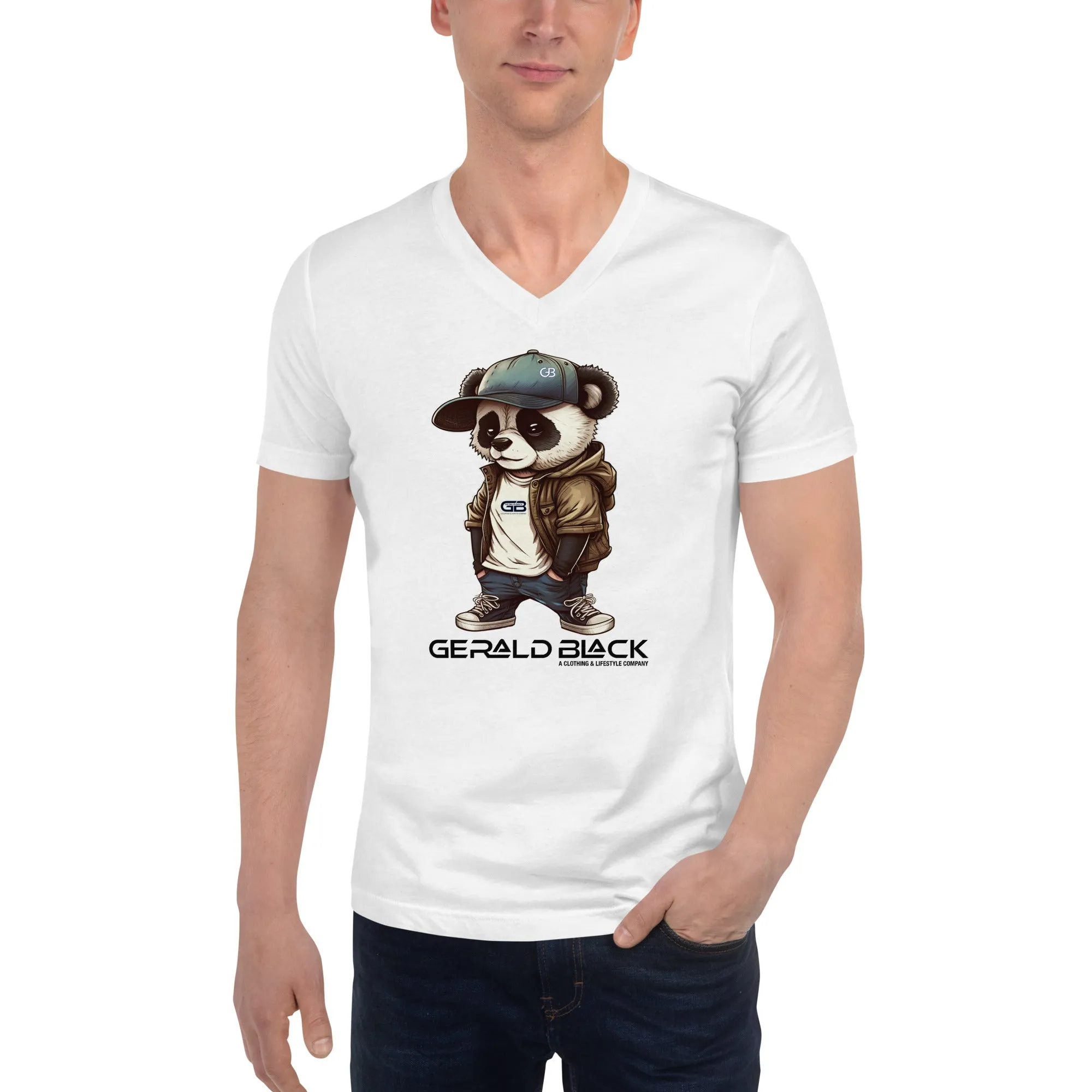 Gerald Black Signature Unisex Short Sleeve V-Neck Panda T-Shirt