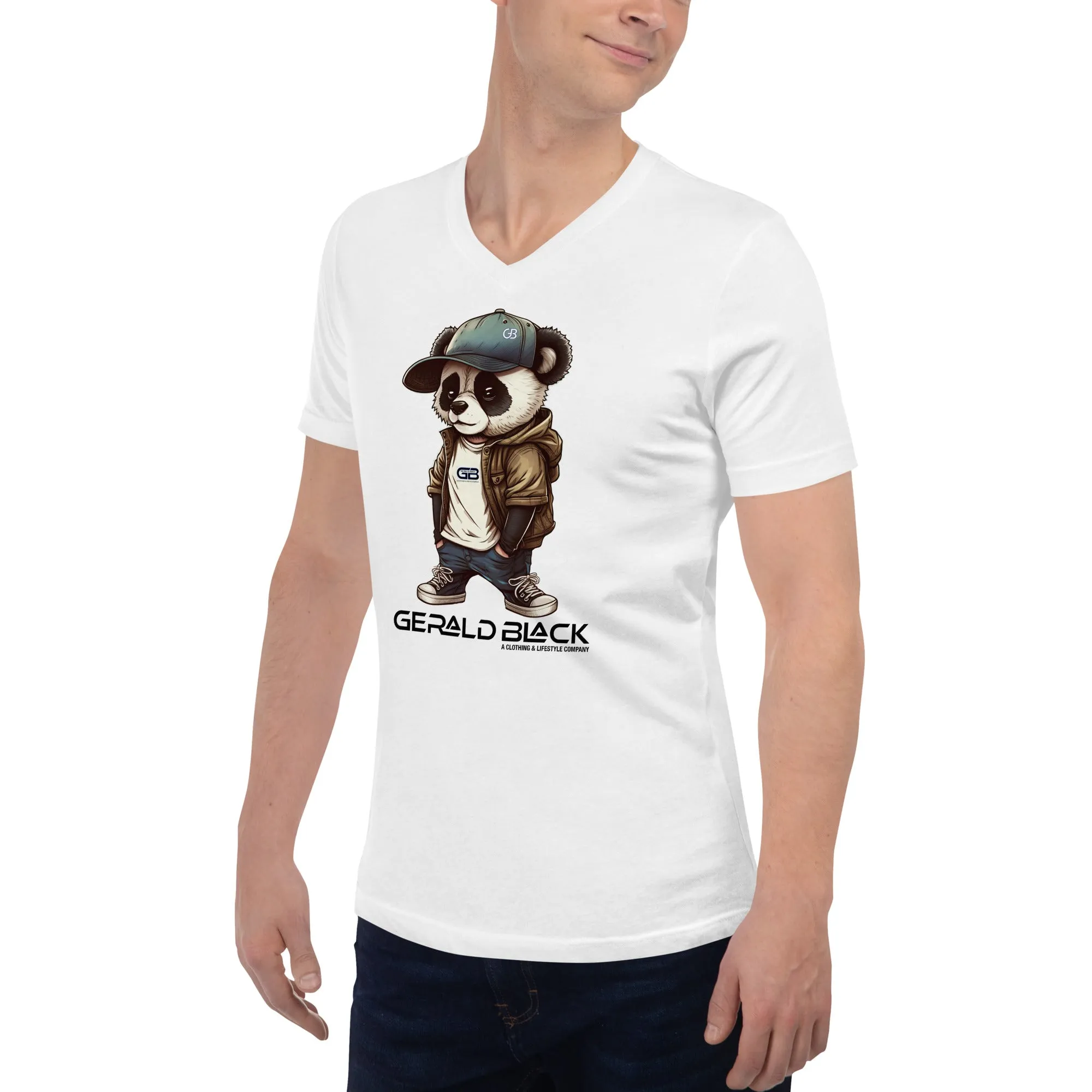 Gerald Black Signature Unisex Short Sleeve V-Neck Panda T-Shirt