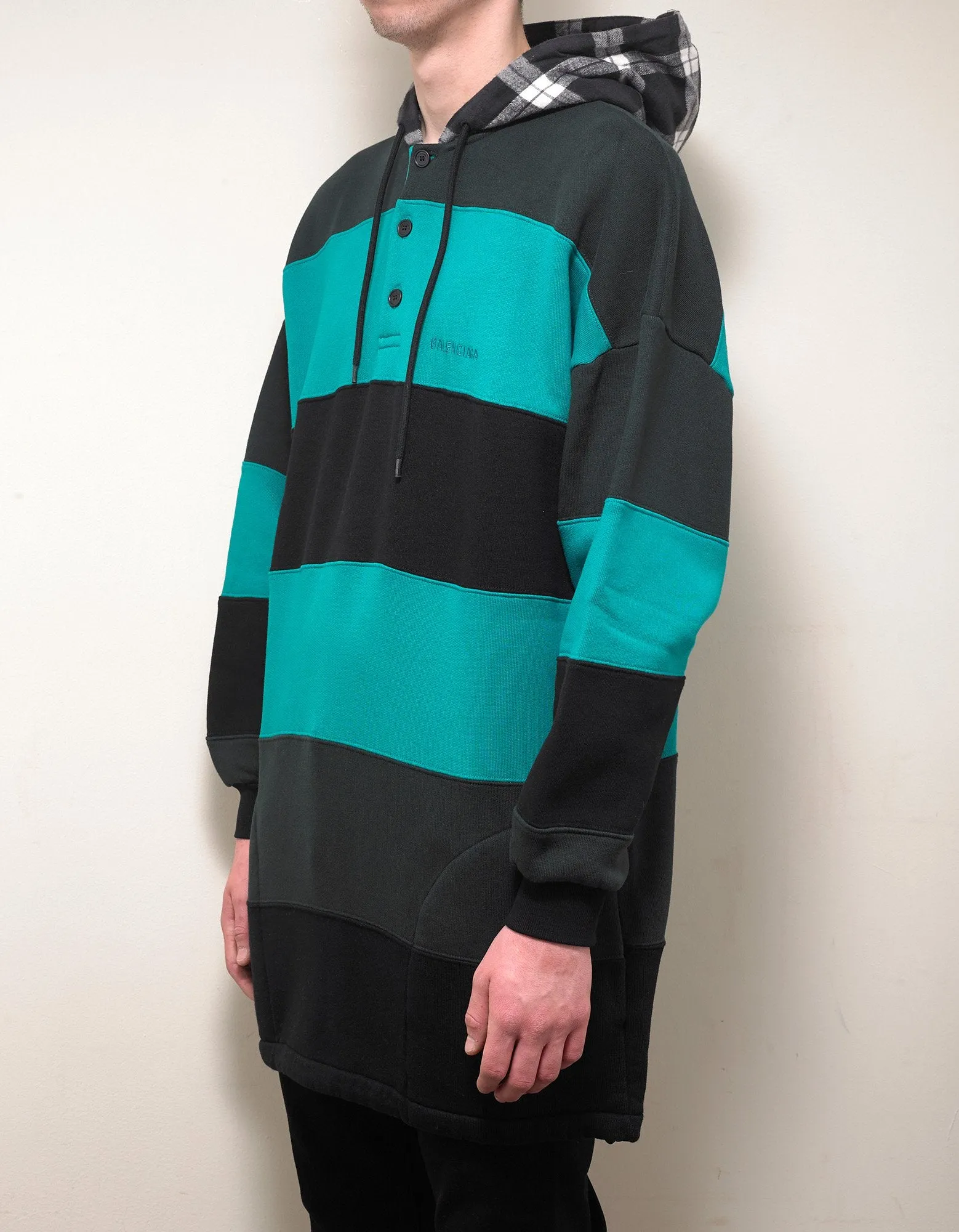 Green & Black Stripe Oversized Hoodie