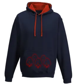 Hedgehogs unisex hoodie, French Navy/Fire red