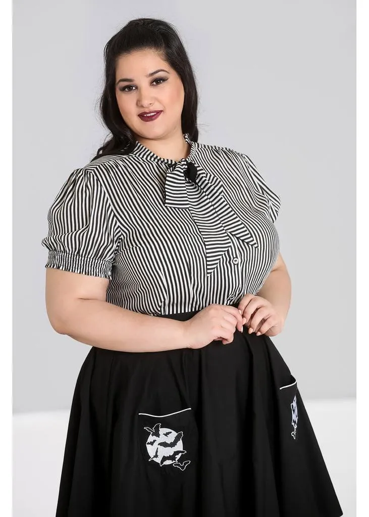 Hell Bunny Humbug 40's Blouse Black White