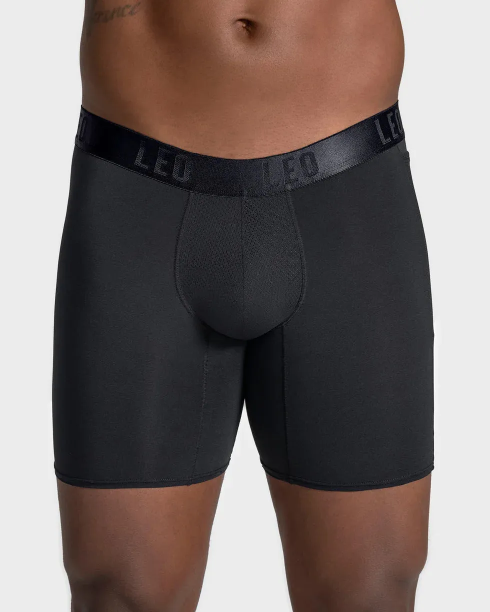 Long athletic boxers brief with side pocket