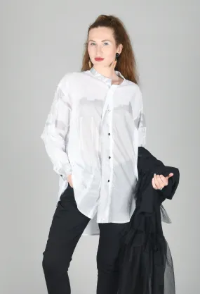 Long Shirt with Print in White