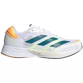 Men's Adidas Adizero Adios 6, Cloud White/Real Teal/Flash Orange, 11 D Medium