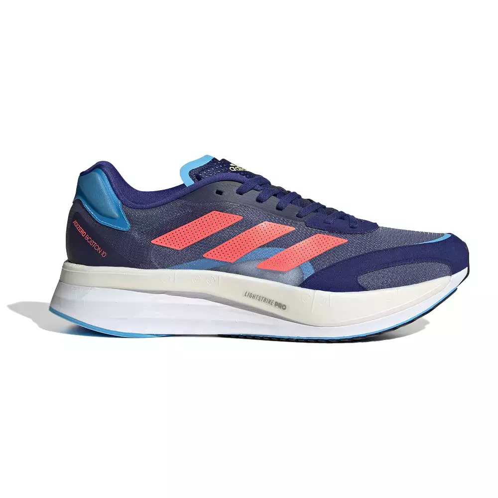 Men's Adidas Adizero Boston 10, Legacy Indigo/Turbo/Sky Rush, 11.5 D Medium